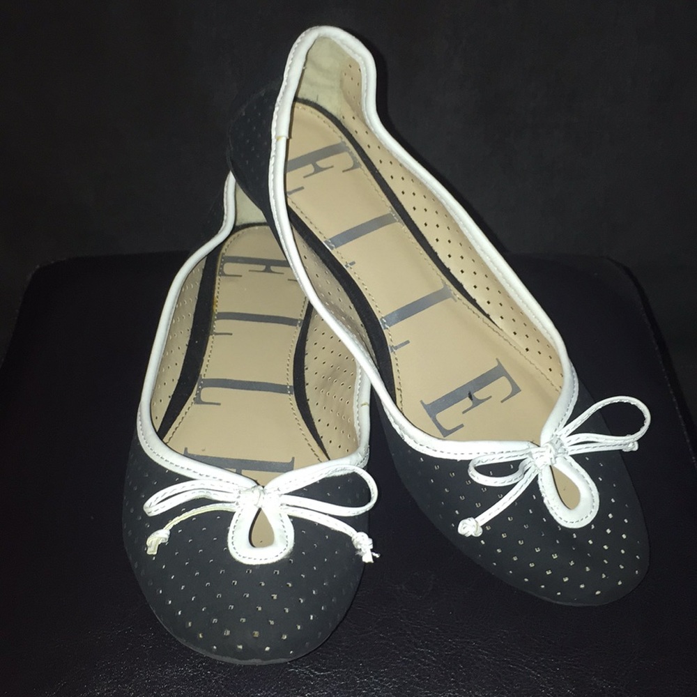 Black & White String Bow Elle Flats